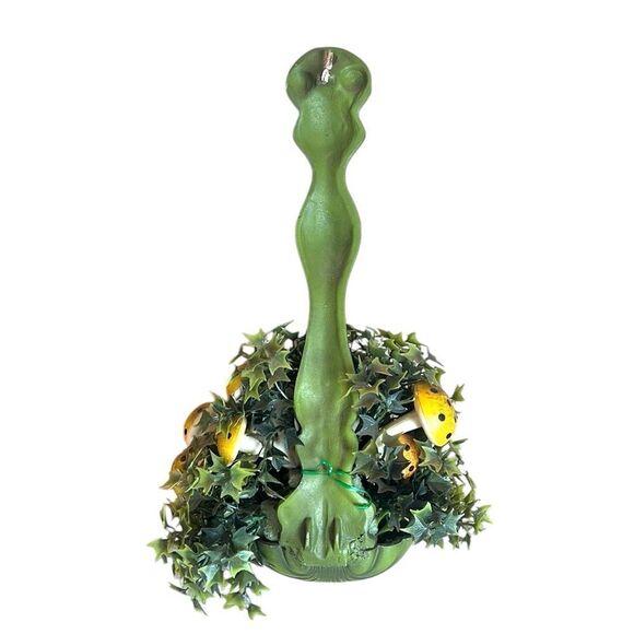 Vintage Mushroom Wall Hanging Green Iron MCM Mid Century Modern Polka Dot READ - Picture 7 of 8